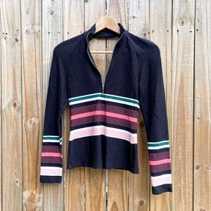 Zara TRF Open Back 1/4 Zip Long Sleeved Top